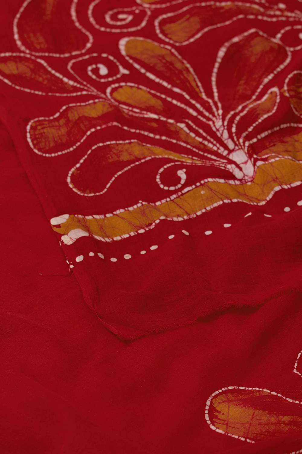 Dark Red Ujjain Pure Cotton Batik Saree image number null