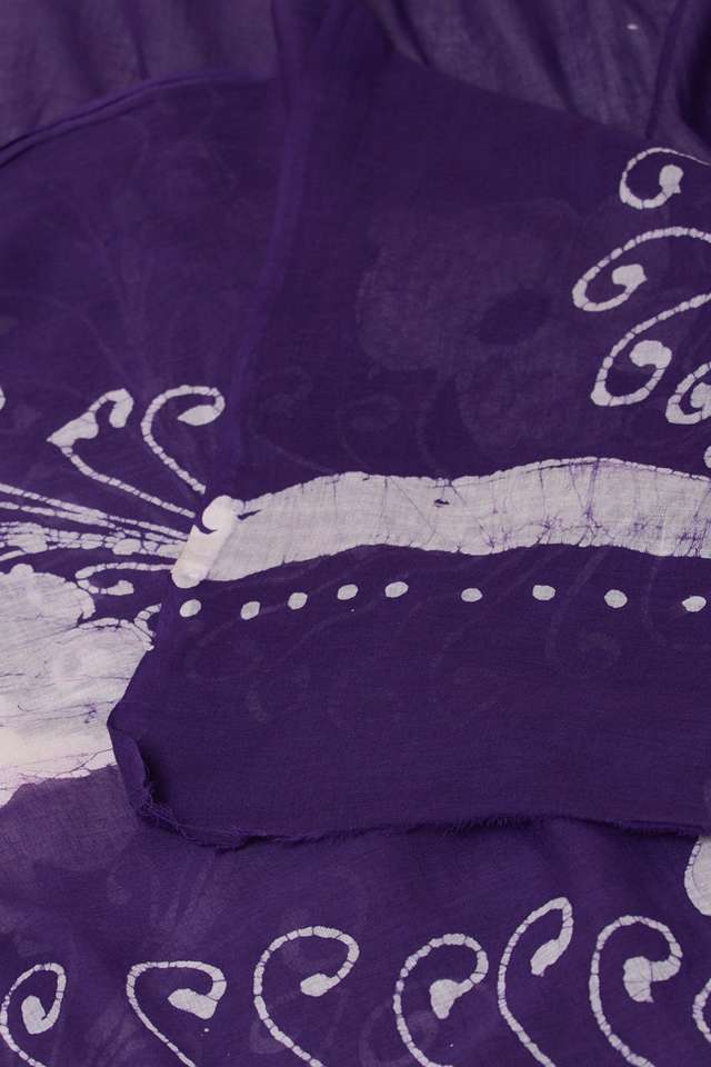 Dark Violet Ujjain Pure Cotton Batik Saree thumbnail image number null