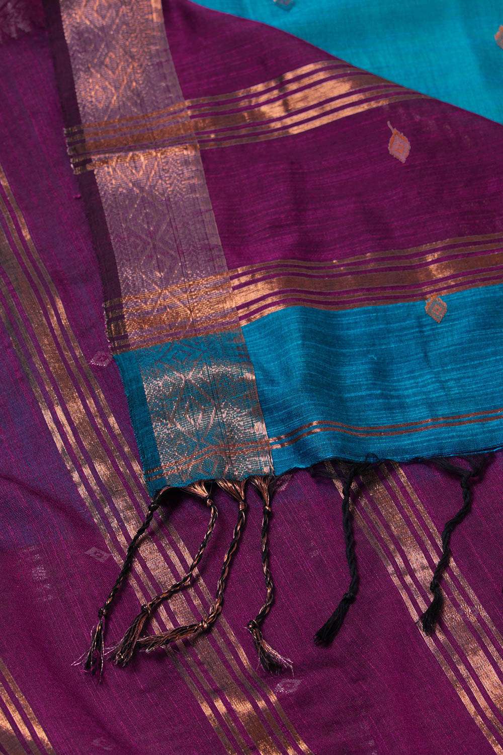 Dark Blue Bengal Woven Pure Cotton Saree image number null