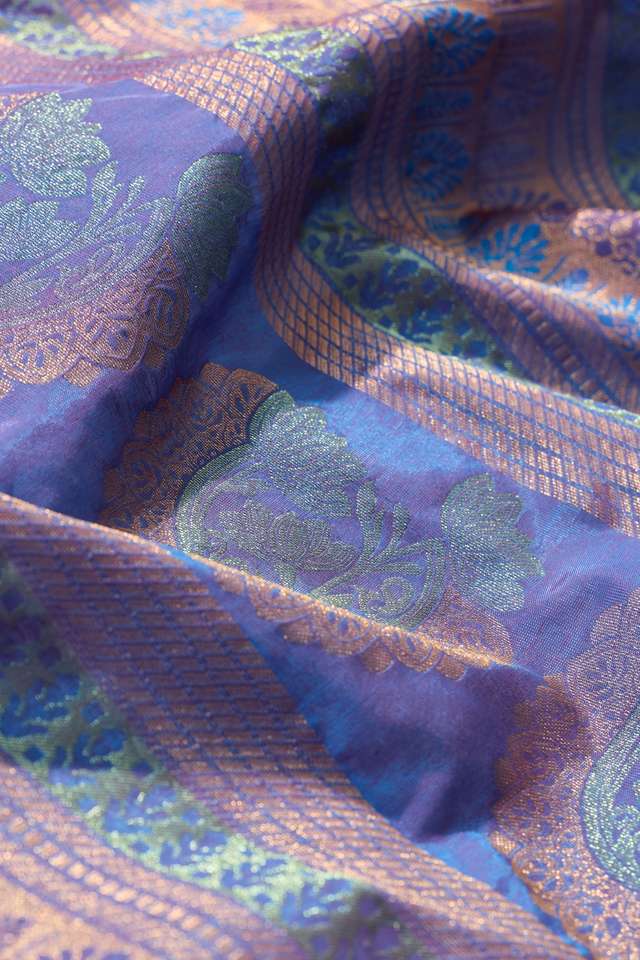 Blue Woven Cotton Viscose Saree thumbnail image number null