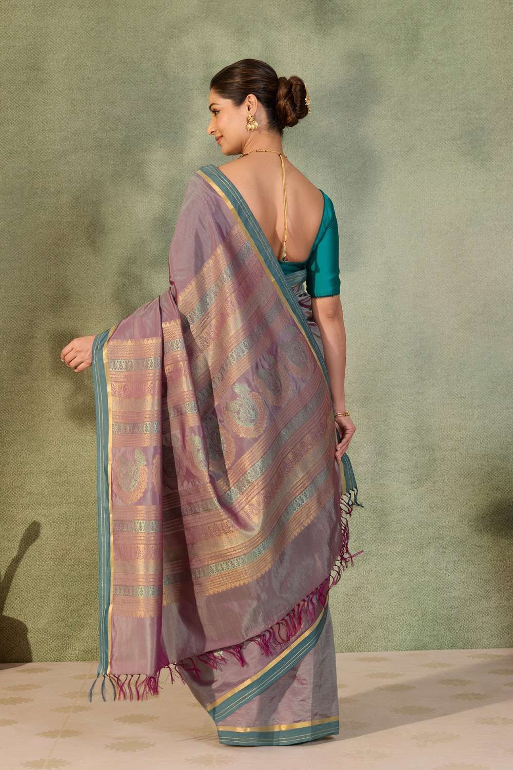 Purple Woven Cotton Viscose Saree image number null
