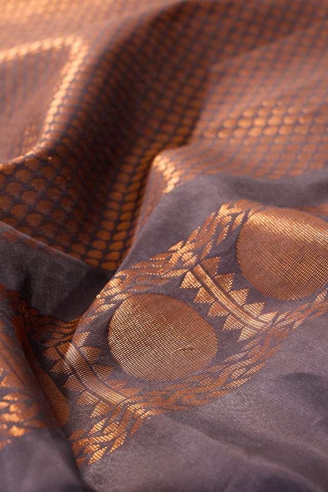 Dark Violet Woven Cotton Viscose Saree thumbnail image number null