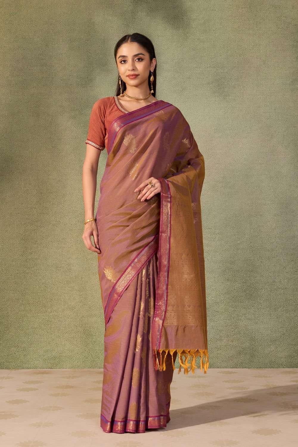 Purple Woven  Cotton Viscose Saree image number null