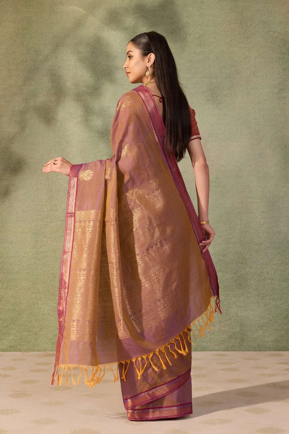 Purple Woven  Cotton Viscose Saree image number null