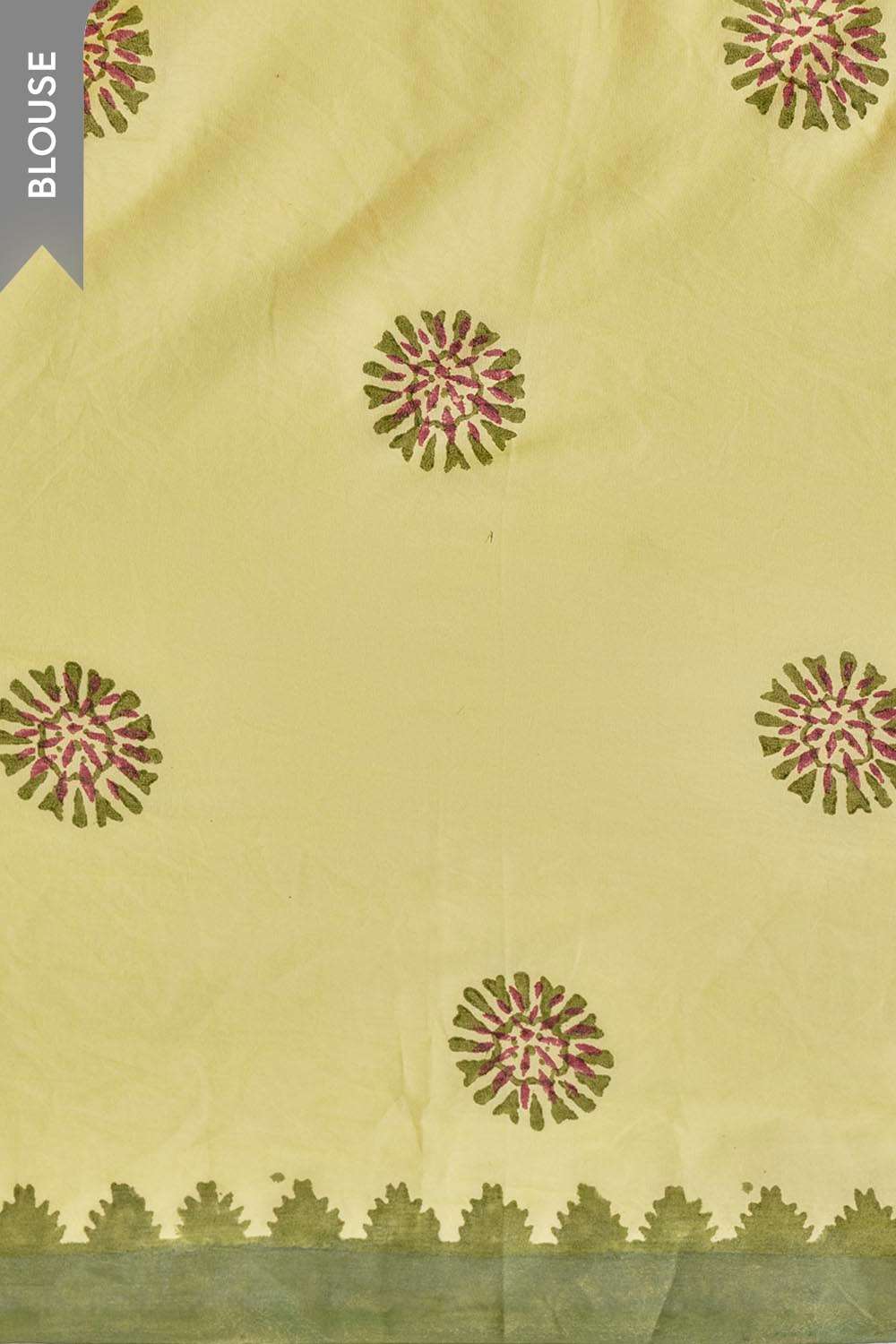 Yellow Pure Cotton Block Printed Bengal Saree image number null