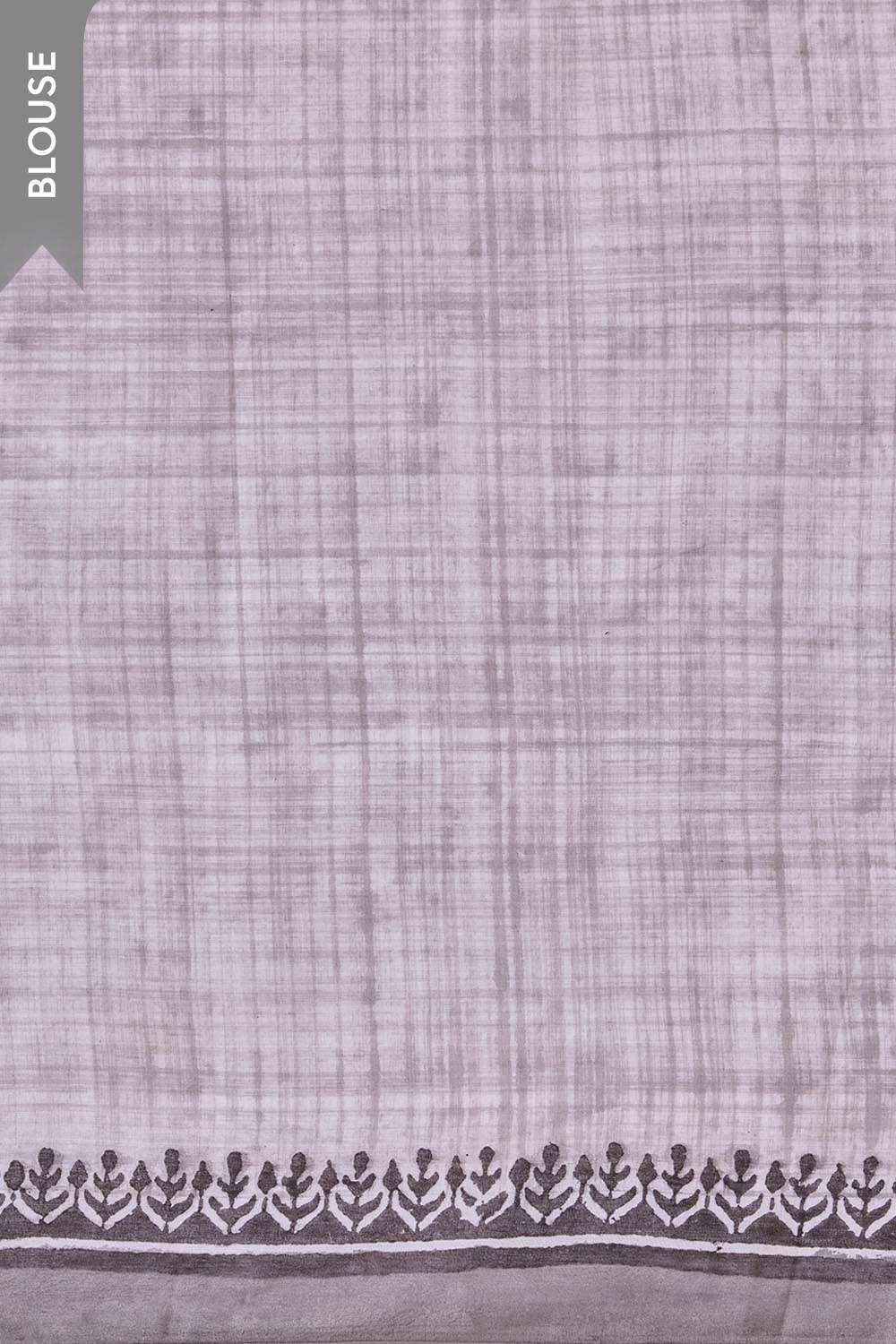 Off White Pure Cotton Block Printed Bengal Saree image number null