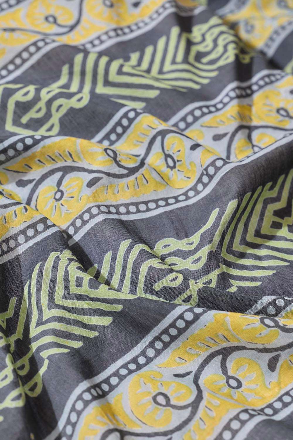 Black Pure Cotton Block Printed Bengal Saree image number null