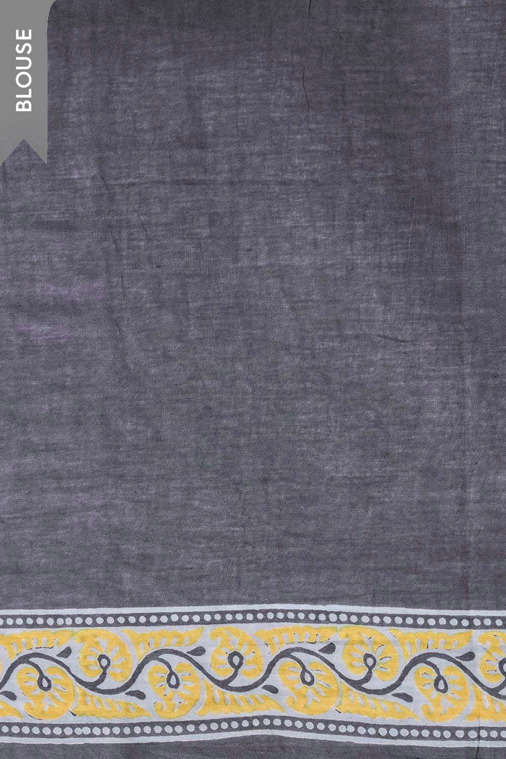 Black Pure Cotton Block Printed Bengal Saree image number null