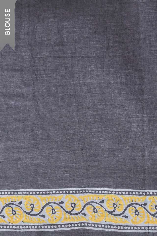 Black Pure Cotton Block Printed Bengal Saree thumbnail image number null
