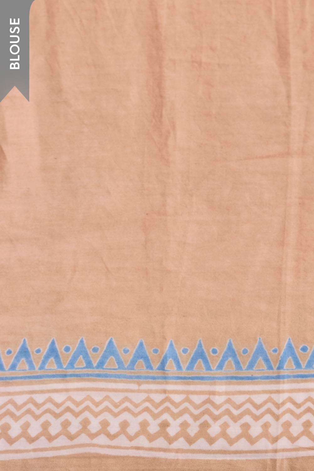 Beige Pure Cotton Block Printed Bengal Saree image number null