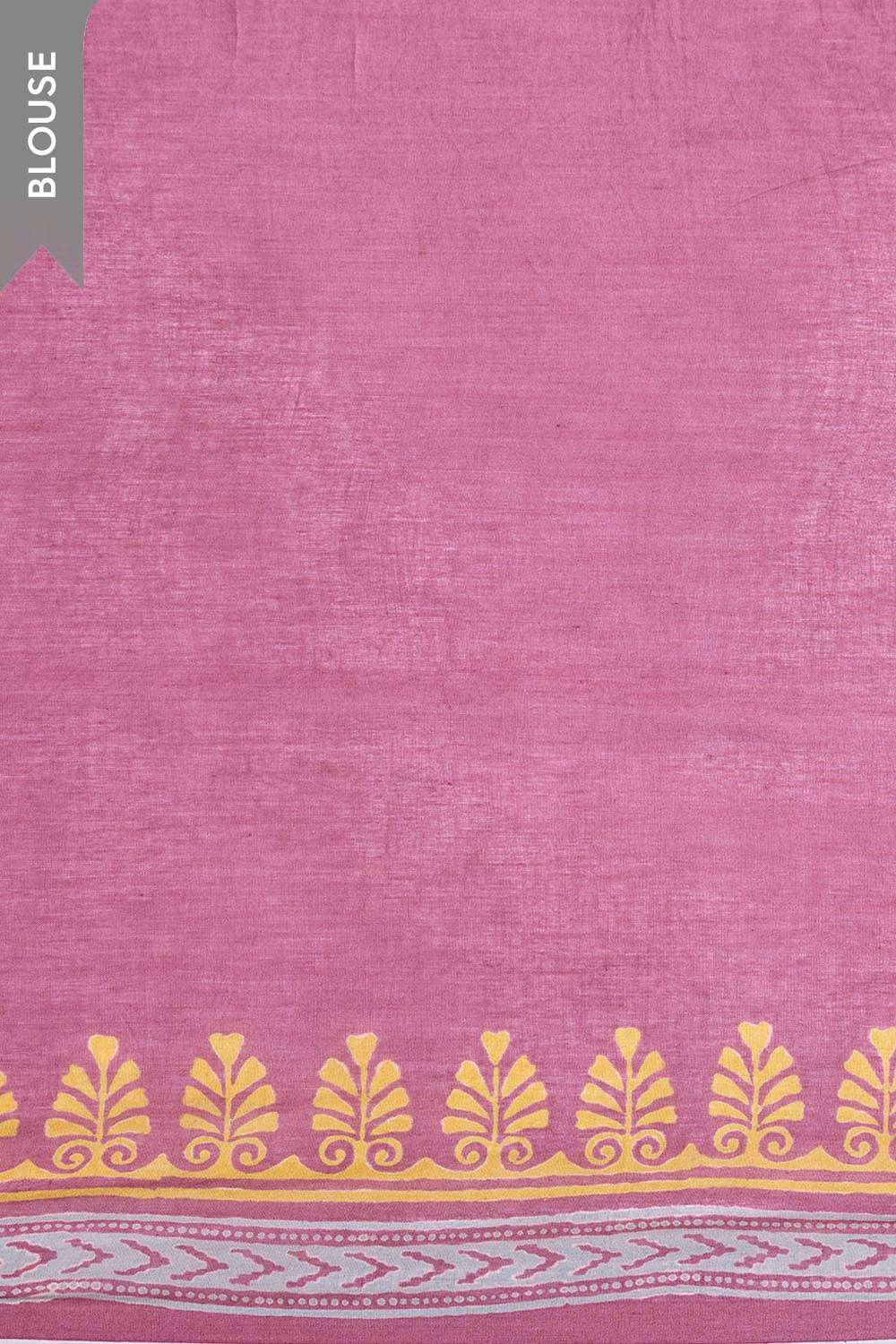Purple Pure Cotton Block Printed Bengal Saree image number null