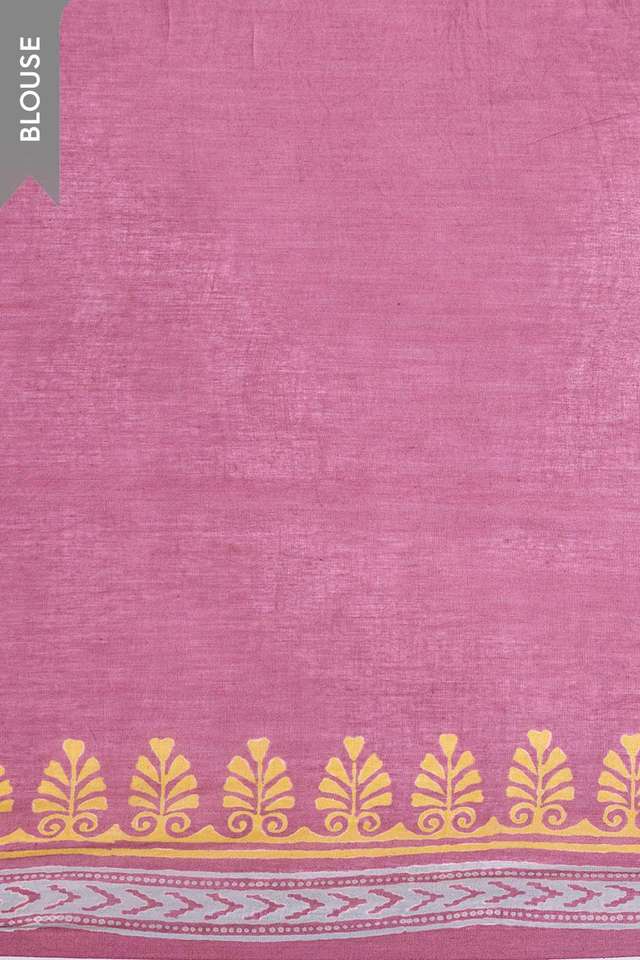 Purple Pure Cotton Block Printed Bengal Saree thumbnail image number null