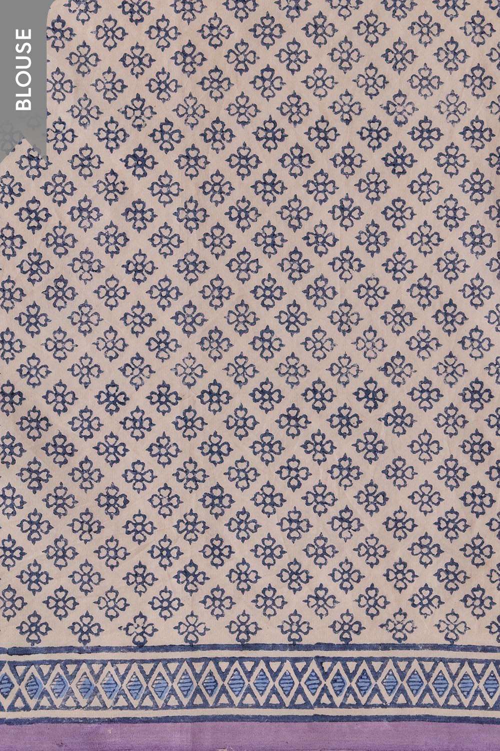 Light Blue Pure Cotton Block Printed Bengal Saree image number null