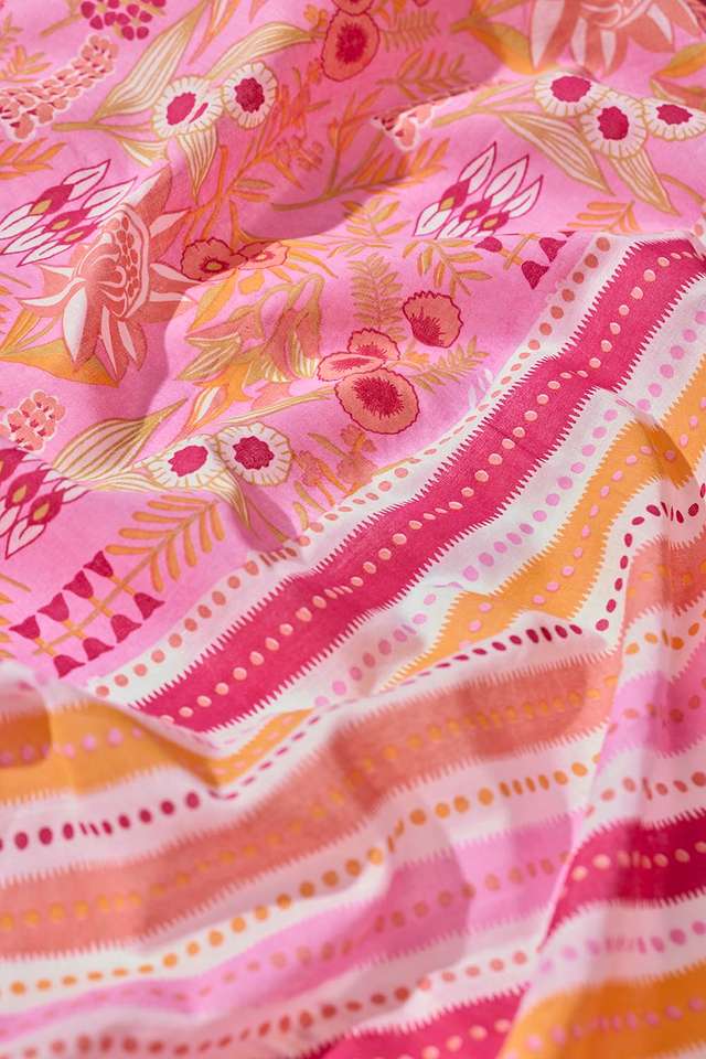 Light Pink Screen Printed Bengal Pure Cotton Saree thumbnail image number null