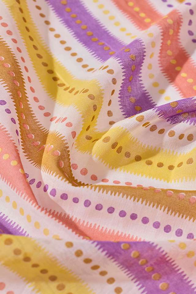 Yellow Screen Printed Bengal Pure Cotton Saree thumbnail image number null