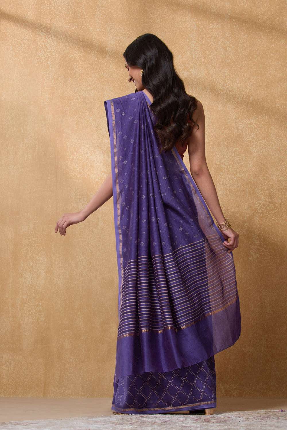 Purple Rajasthan Pure Silk Cotton Printed Sanganeri Saree image number null
