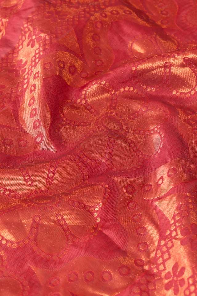 Dark Red Woven  Cotton Viscose Saree thumbnail image number null