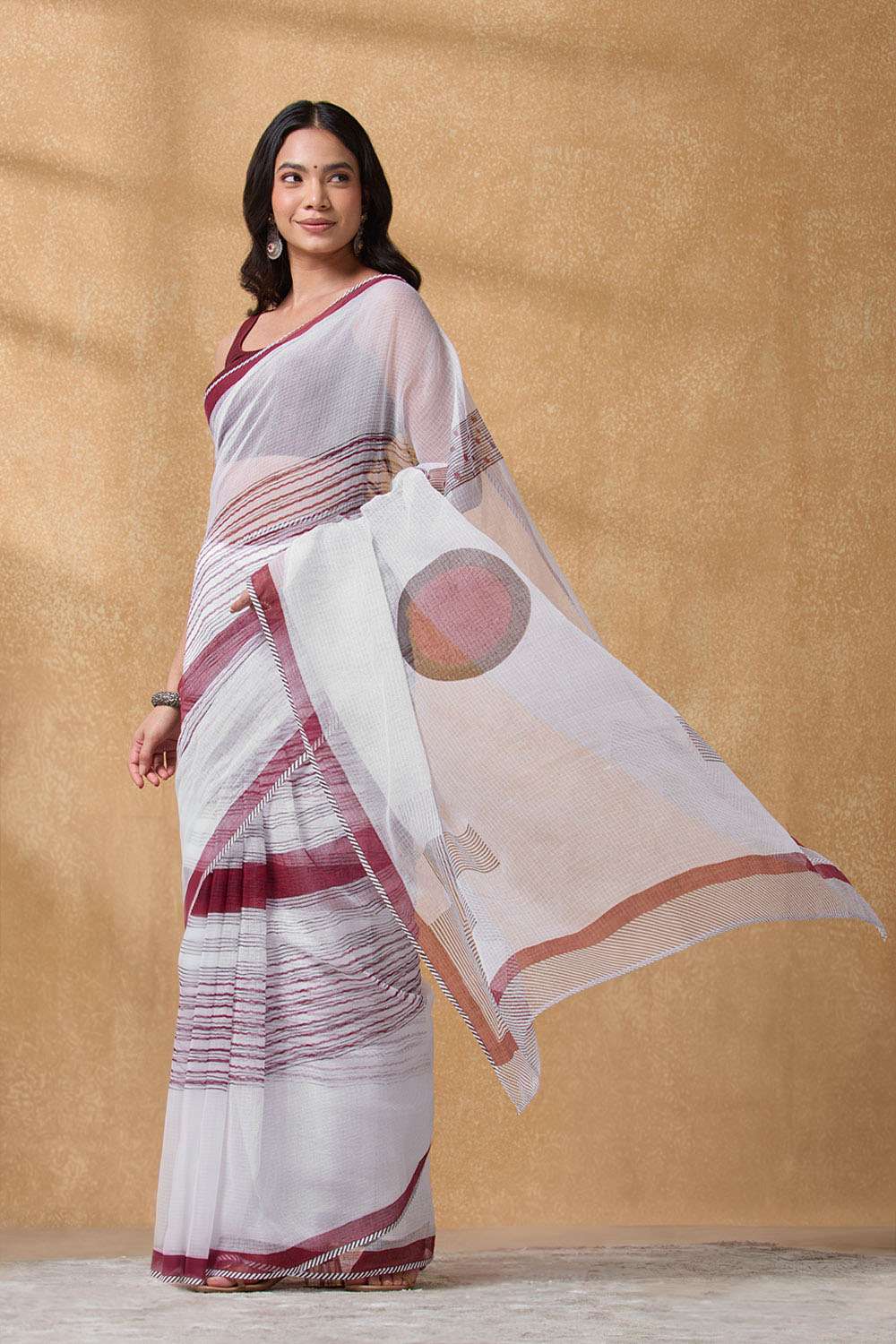 Red Rajasthan Pure Cotton Kota Printed Sanganeri Saree image number null