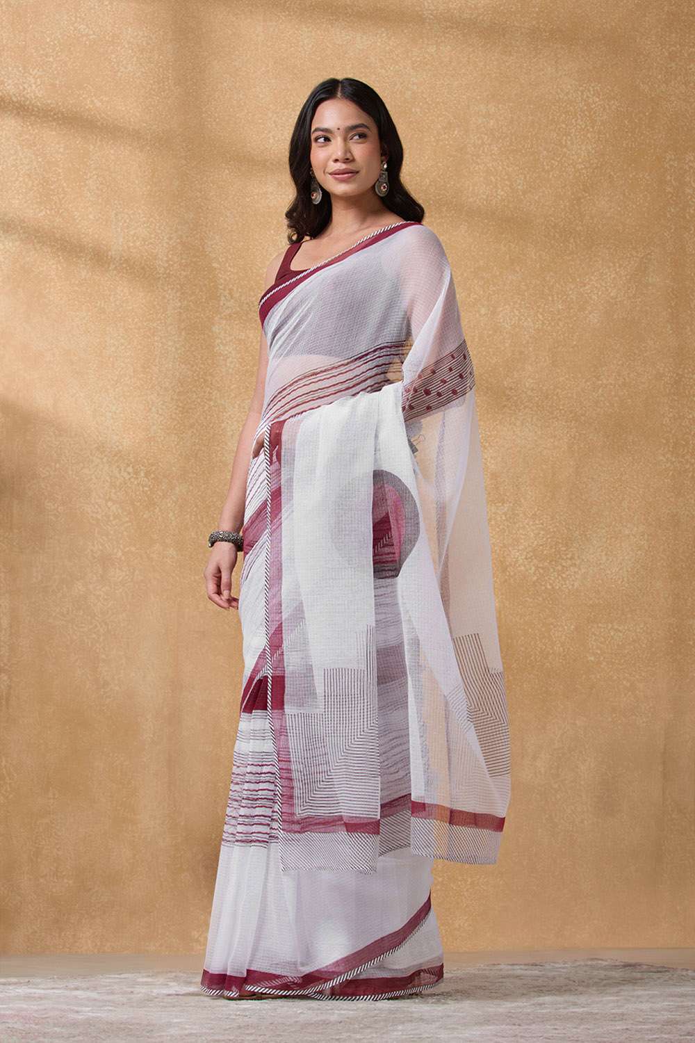 Red Rajasthan Pure Cotton Kota Printed Sanganeri Saree image number null