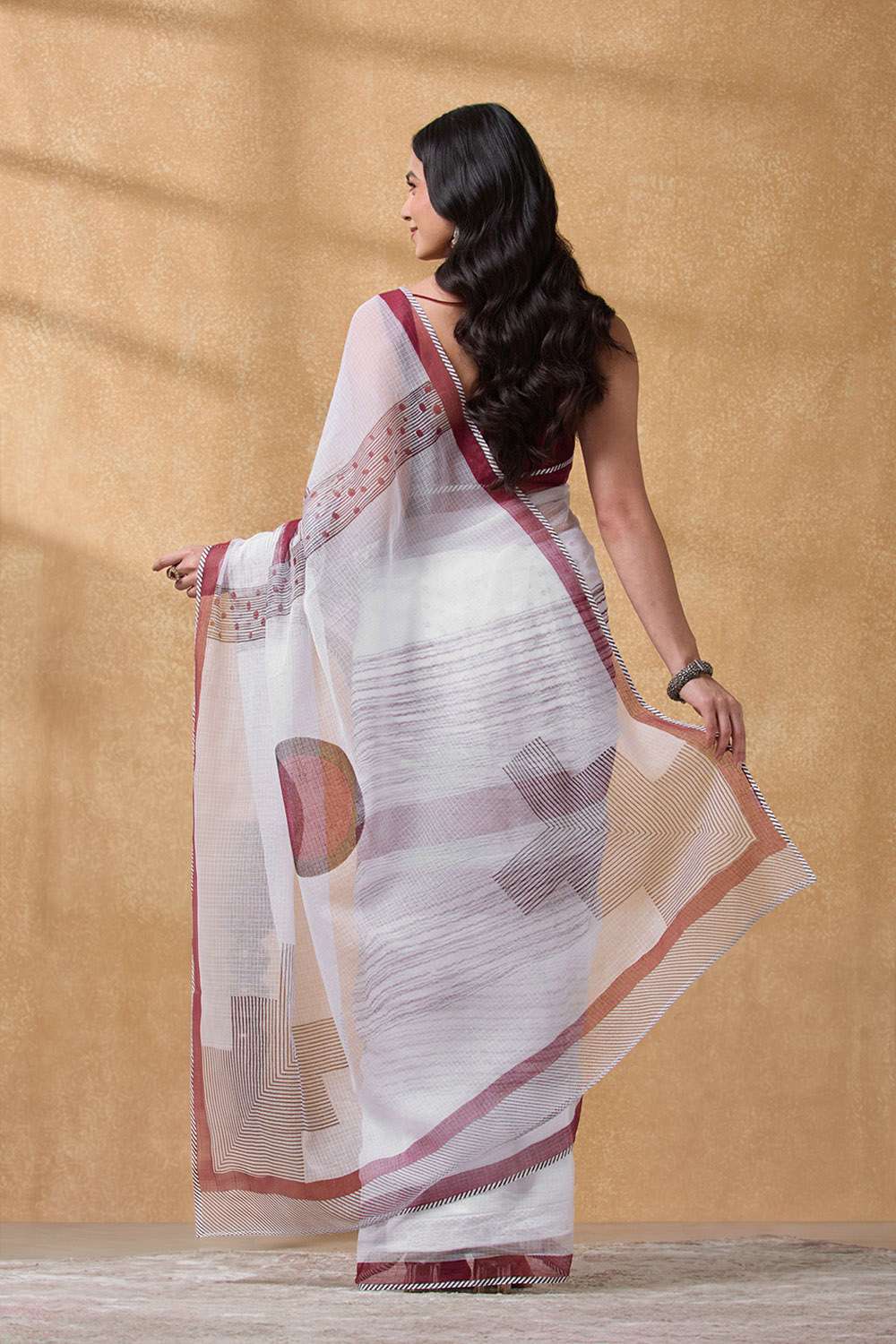 Red Rajasthan Pure Cotton Kota Printed Sanganeri Saree image number null