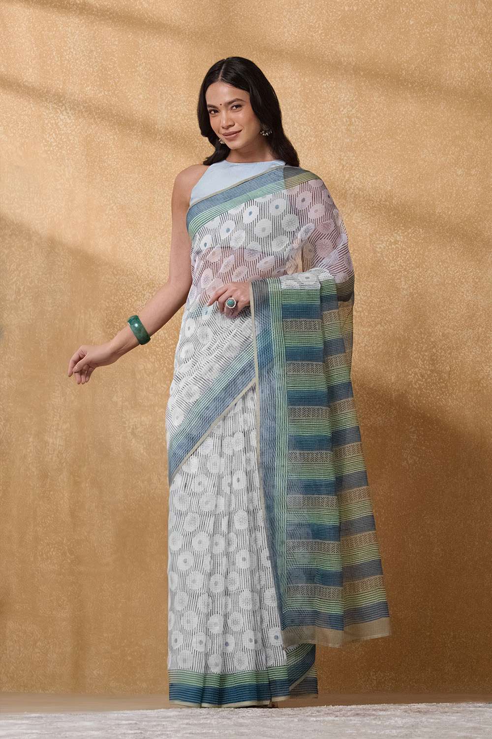 Grey Rajasthan Pure Cotton Kota Printed Sanganeri Saree image number null