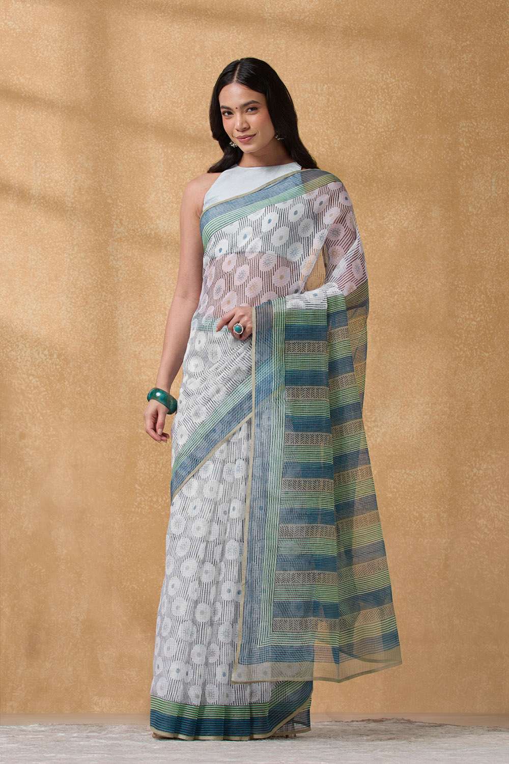 Grey Rajasthan Pure Cotton Kota Printed Sanganeri Saree image number null