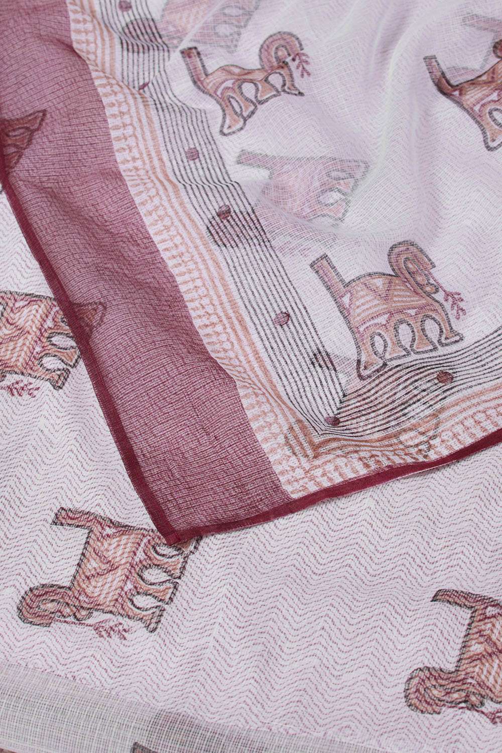 White Rajasthan Pure Cotton Kota Printed Sanganeri Saree image number null