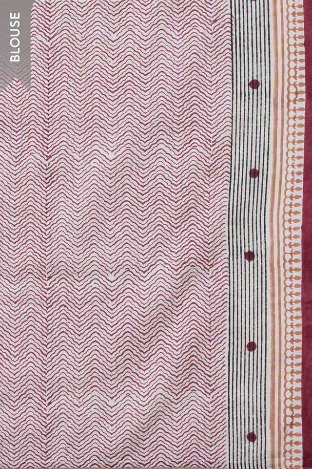 White Rajasthan Pure Cotton Kota Printed Sanganeri Saree thumbnail image number null