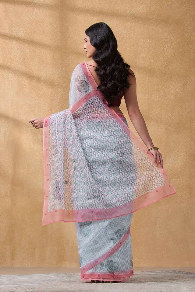 Light Blue Rajasthan Pure Cotton Kota Printed Sanganeri Saree thumbnail image number null