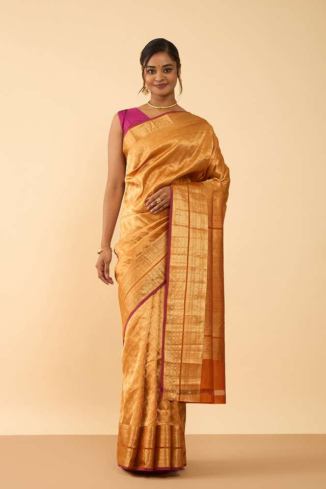 Light Orange Woven Silk Viscose Saree thumbnail image number null