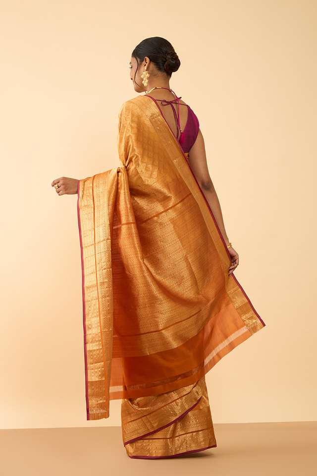 Light Orange Woven Silk Viscose Saree thumbnail image number null