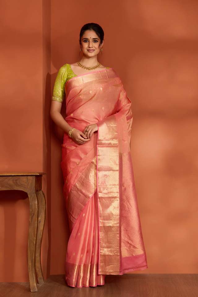 Light Orange Woven Apsara Silk Viscose Saree thumbnail image number null