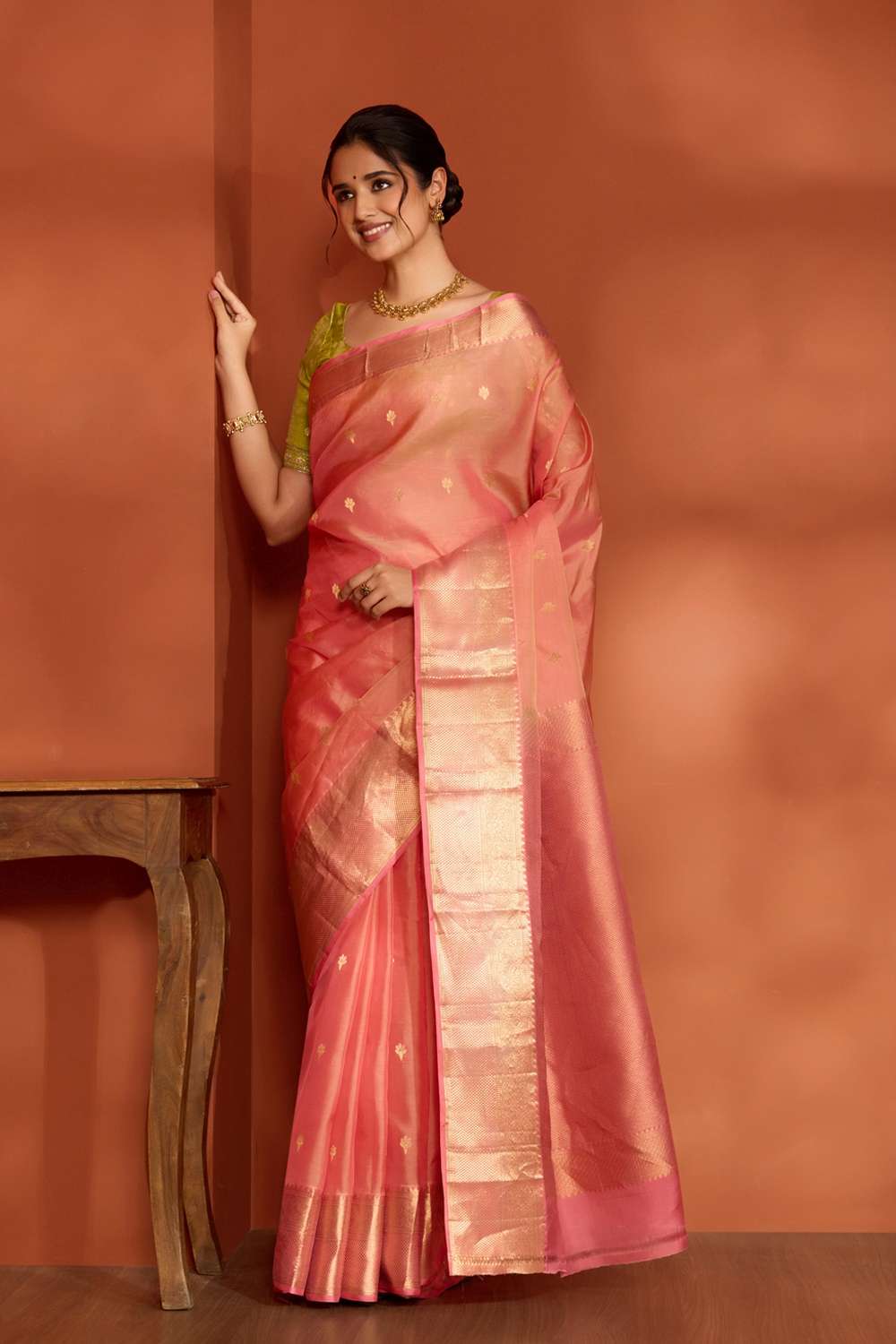 Light Orange Woven Apsara Silk Viscose Saree image number null