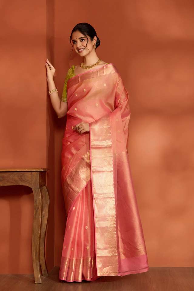 Light Orange Woven Apsara Silk Viscose Saree thumbnail image number null