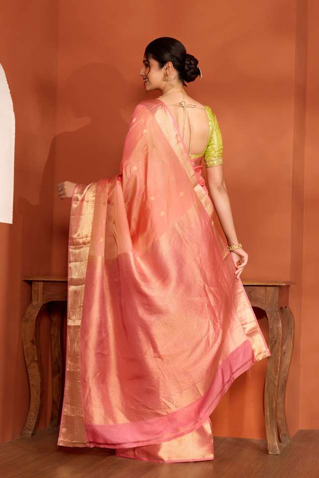 Light Orange Woven Apsara Silk Viscose Saree thumbnail image number null