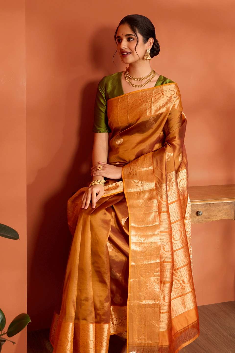 Brown Woven Apsara Silk Viscose Saree