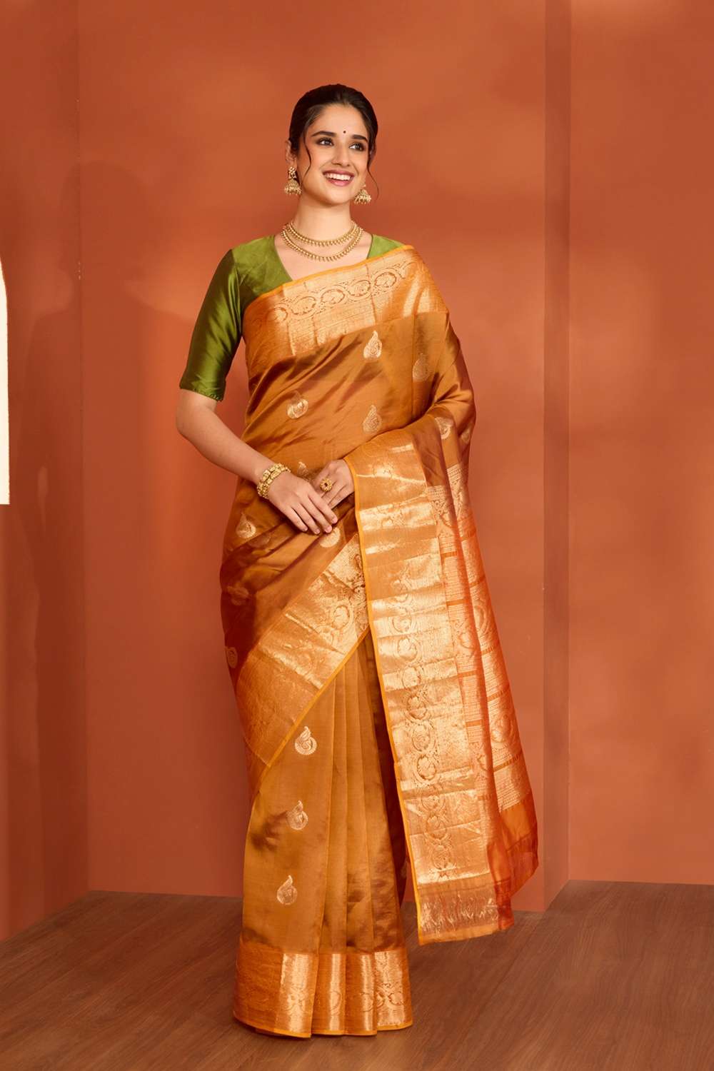 Brown Woven Apsara Silk Viscose Saree image number null