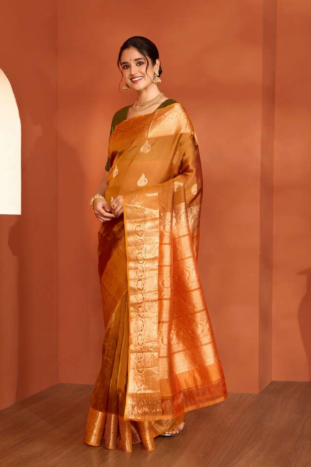Brown Woven Apsara Silk Viscose Saree thumbnail image number null