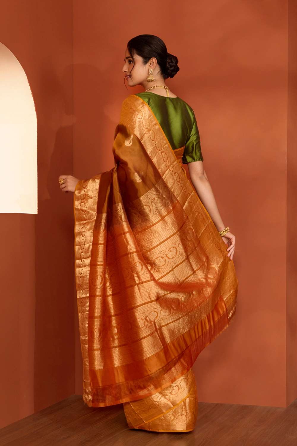 Brown Woven Apsara Silk Viscose Saree image number null