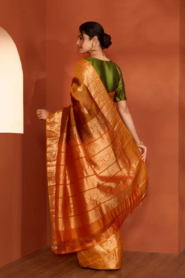 Brown Woven Apsara Silk Viscose Saree thumbnail image number null