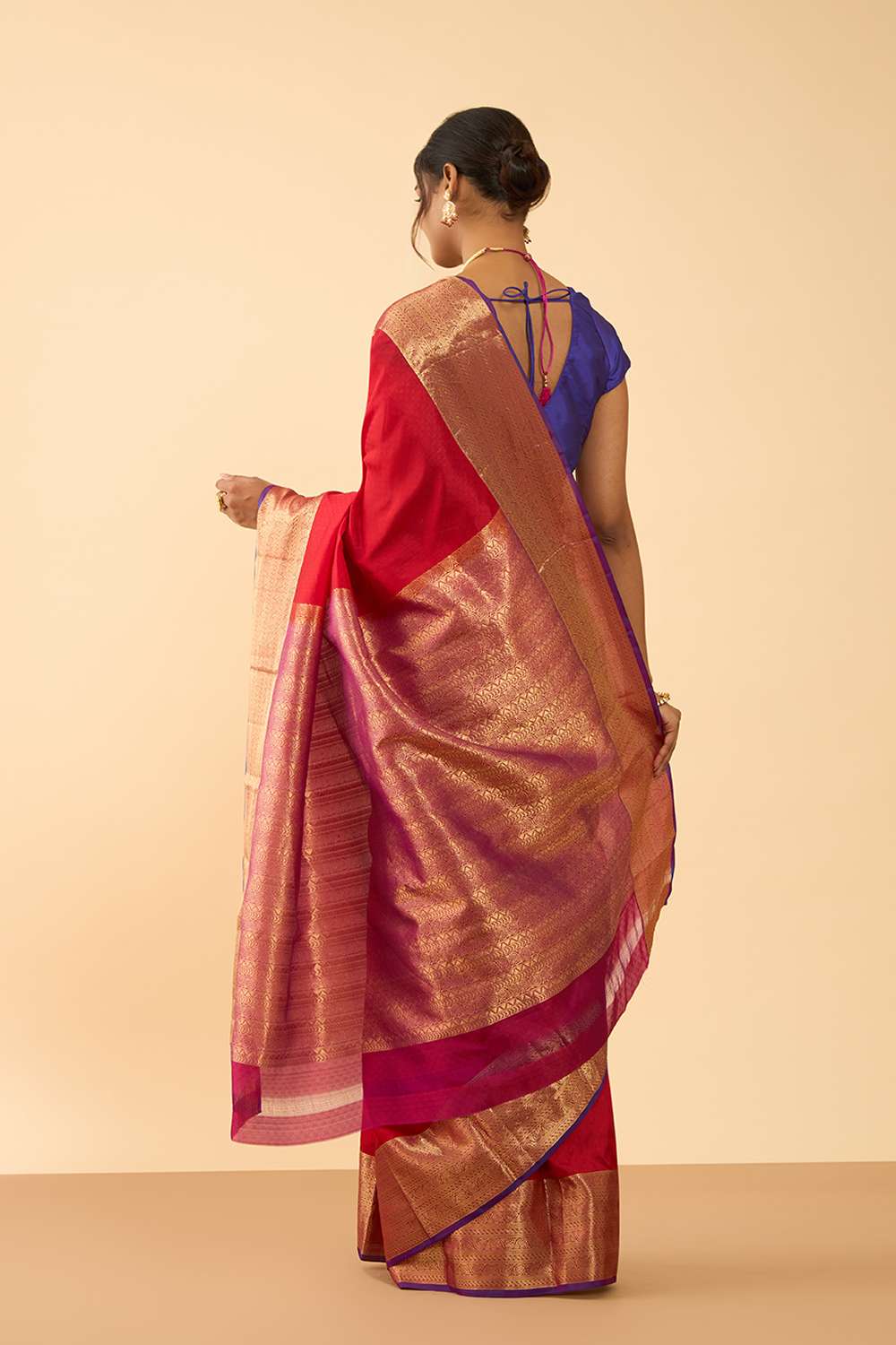 Dark Red Woven Silk Viscose Saree image number null