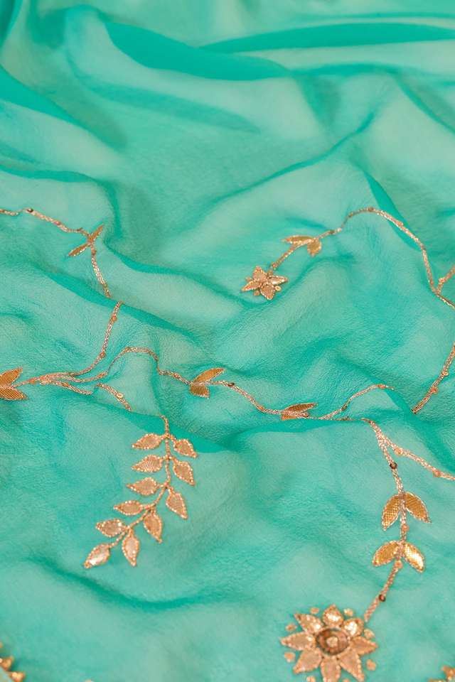 Blue Rajasthan Pure Silk Georgette Gota Patti Saree thumbnail image number null