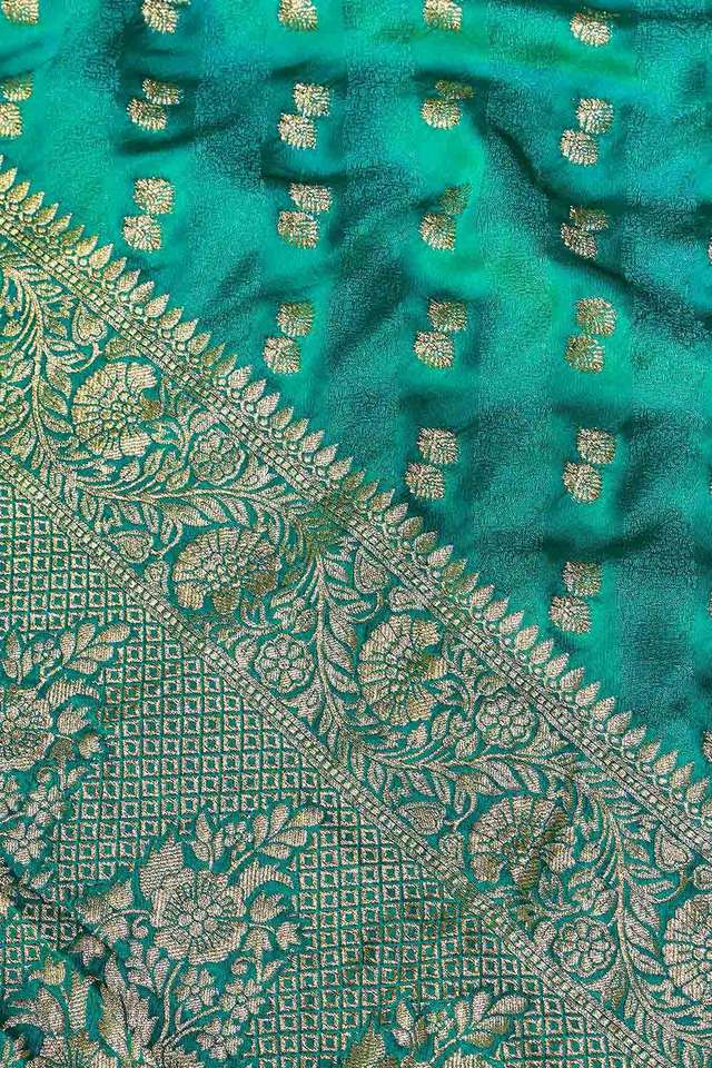Green Woven Viscose Saree thumbnail image number null