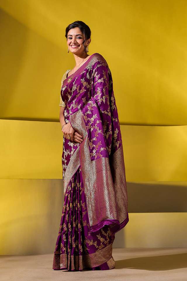 Light Violet Woven Viscose Saree thumbnail image number null