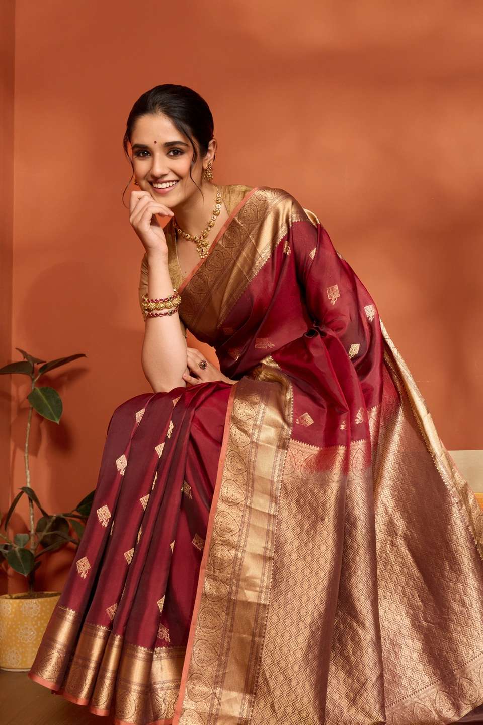 Red Woven Apsara Silk Viscose Saree