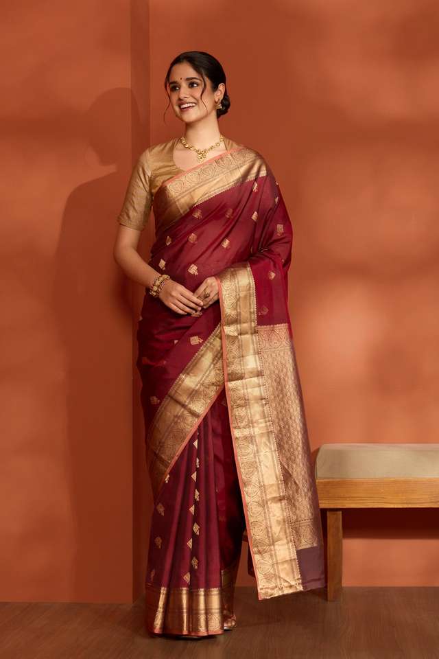 Red Woven Apsara Silk Viscose Saree thumbnail image number null