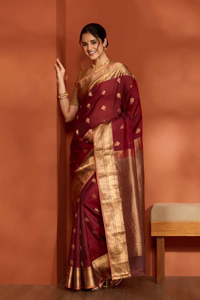 Red Woven Apsara Silk Viscose Saree thumbnail image number null