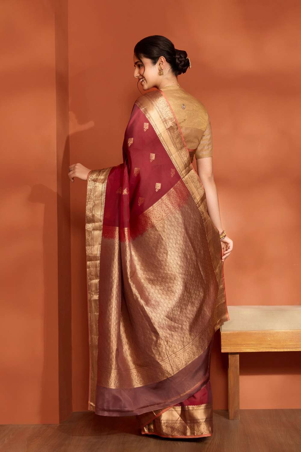 Red Woven Apsara Silk Viscose Saree image number null