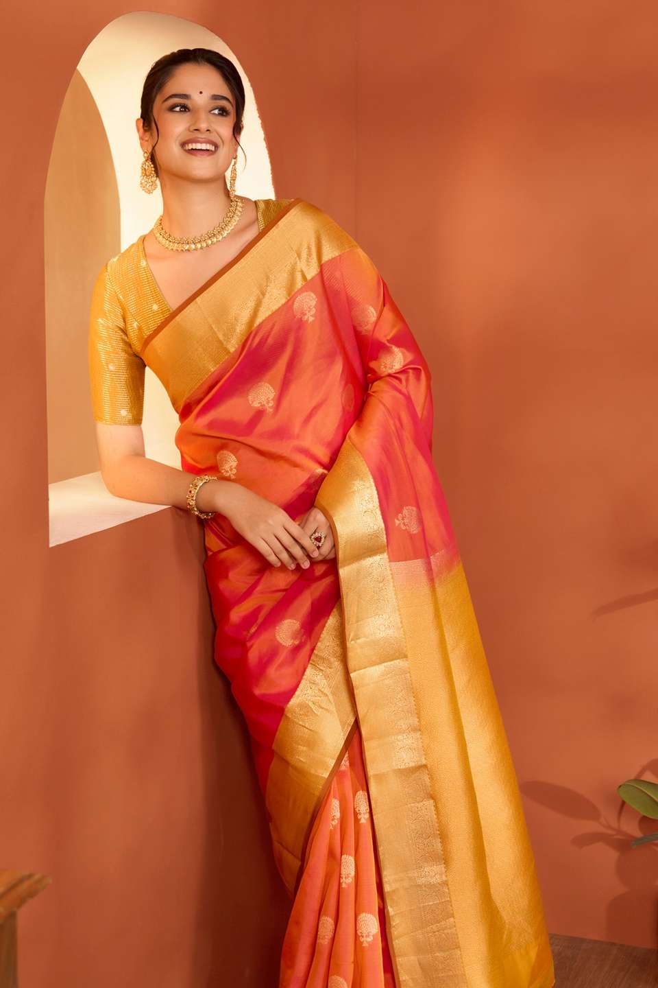 Pink Woven Apsara Silk Viscose Saree