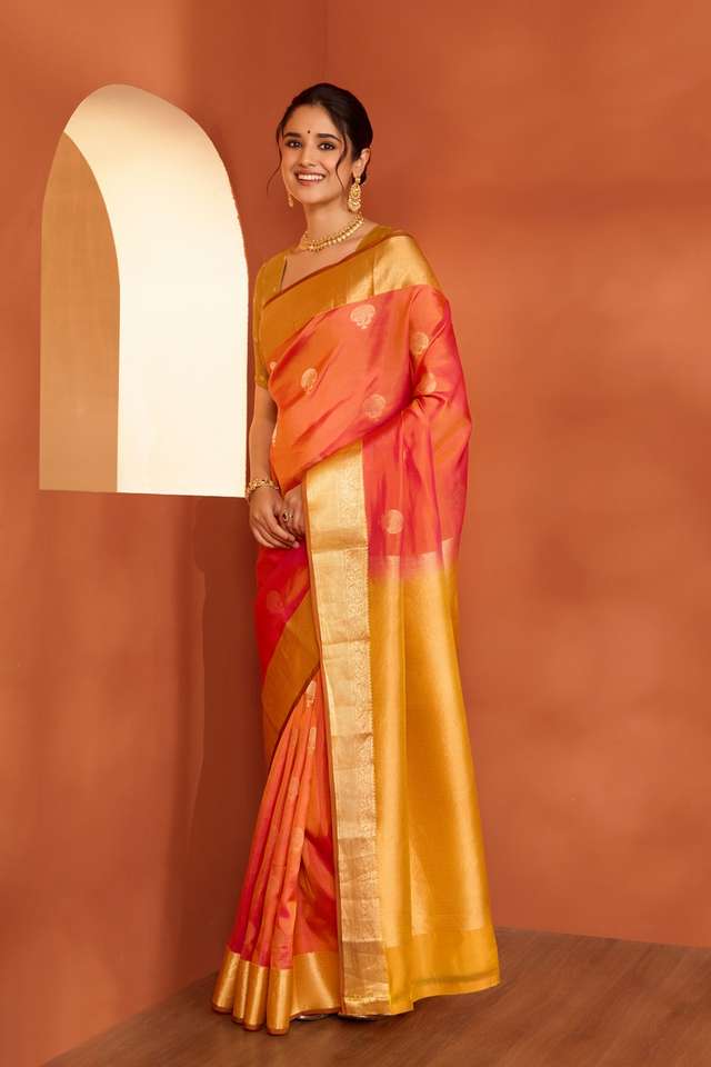 Pink Woven Apsara Silk Viscose Saree thumbnail image number null